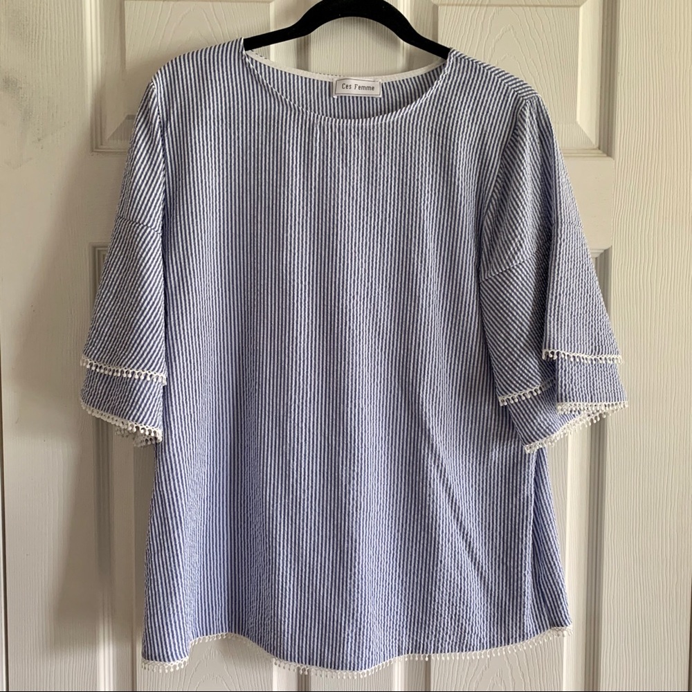 Ces Femme Sear Sucker Top (L)